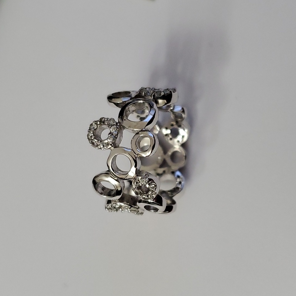 Sterling Silver 925 Circles Link Ring - Picture 2 of 5